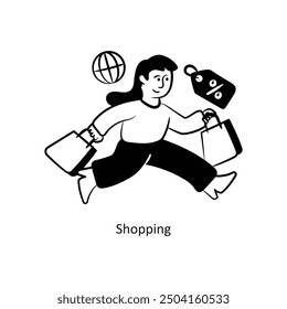 Vector de diseño de estilo de contorno de Vector de compras Ilustración de stock. 