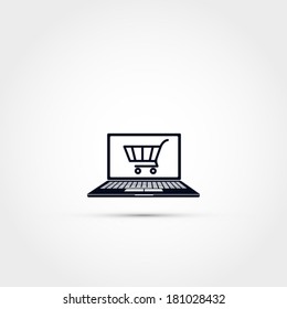 Shopping via computer -icon