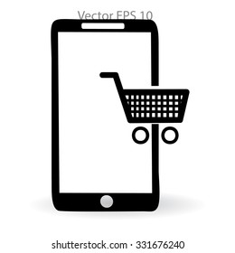 Shopping via mobile phone vector
