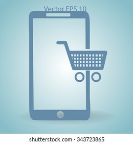 Shopping via mobile phone vector