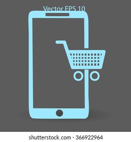 Shopping via mobile phone vector