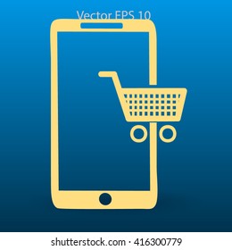 Shopping via mobile phone vector
