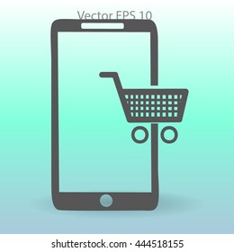 Shopping via mobile phone vector