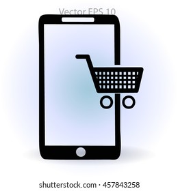 Shopping via mobile phone vector