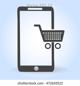 Shopping via mobile phone vector