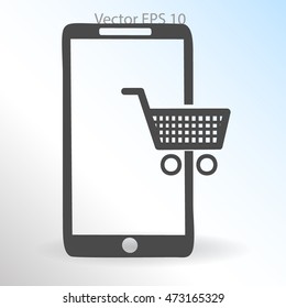 Shopping via mobile phone vector