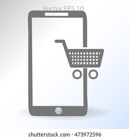 Shopping via mobile phone vector