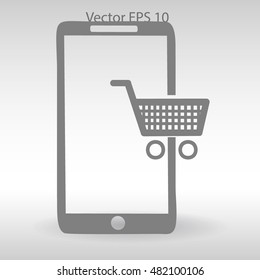 Shopping via mobile phone vector