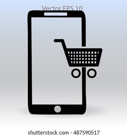 Shopping via mobile phone vector