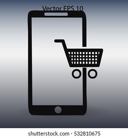 Shopping via mobile phone vector