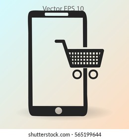 Shopping via mobile phone vector
