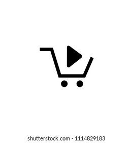 shopping video cart line vector minimalistic icon
