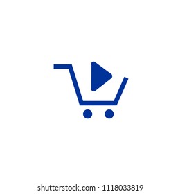 shopping video cart line vector minimalistic icon