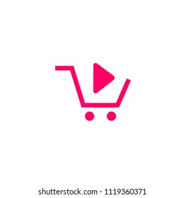 shopping video cart line vector minimalistic icon