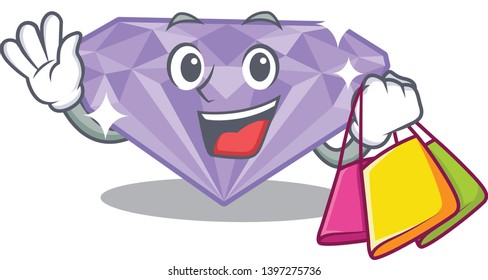 Shopping violet diamond isolated with the character