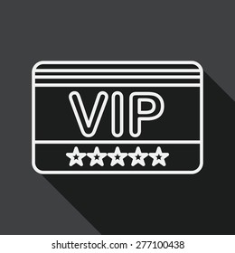 shopping vip card flat icon with long shadow, line icon