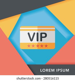 shopping vip card flat icon with long shadow,eps10