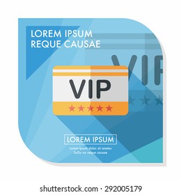 shopping vip card flat icon with long shadow,eps10