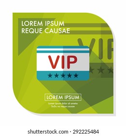 shopping vip card flat icon with long shadow,eps10