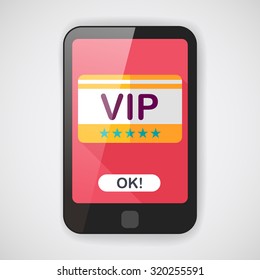 shopping vip card flat icon with long shadow,eps10