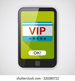 shopping vip card flat icon with long shadow,eps10