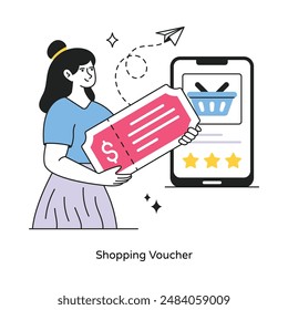 Shopping Voucher abstract concept vector in a flat style stock illustration