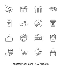SHOPPING vs E-COMMERCE line thin icons set. Vector illustrations collection EPS10.