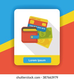 shopping wallet and credit card flat icon