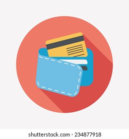 shopping wallet flat icon with long shadow,eps10