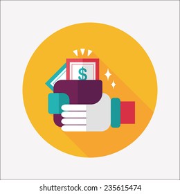 shopping wallet flat icon with long shadow,eps10