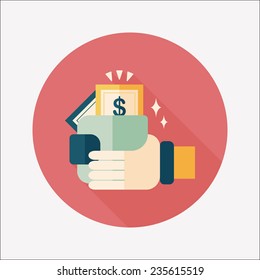 shopping wallet flat icon with long shadow,eps10