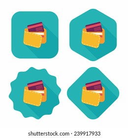 shopping wallet flat icon with long shadow,eps10