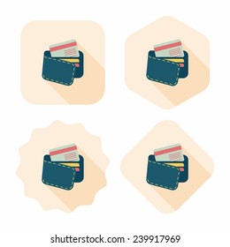 shopping wallet flat icon with long shadow,eps10