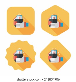 shopping wallet flat icon with long shadow,eps10