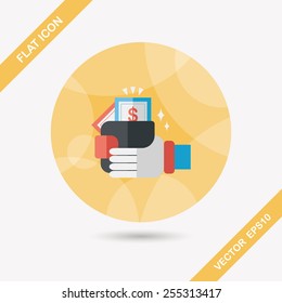 shopping wallet flat icon with long shadow,eps10