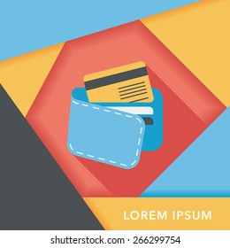 shopping wallet flat icon with long shadow,eps10