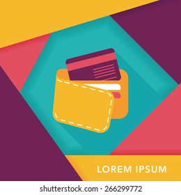 shopping wallet flat icon with long shadow,eps10