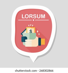shopping wallet flat icon with long shadow,eps10