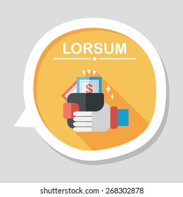 shopping wallet flat icon with long shadow,eps10