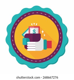 shopping wallet flat icon with long shadow,eps10