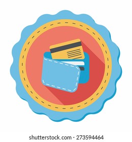 shopping wallet flat icon with long shadow,eps10