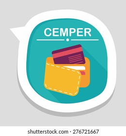 shopping wallet flat icon with long shadow,eps10