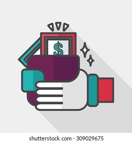 shopping wallet flat icon with long shadow,eps10