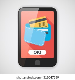 shopping wallet flat icon with long shadow,eps10