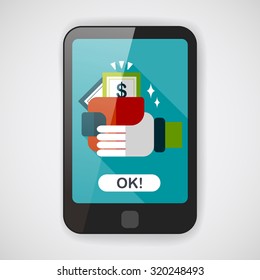 shopping wallet flat icon with long shadow,eps10