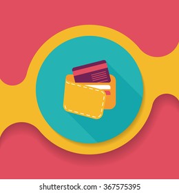 shopping wallet flat icon with long shadow,eps10