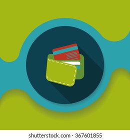 shopping wallet flat icon with long shadow,eps10