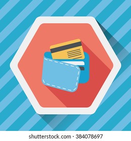 shopping wallet flat icon with long shadow,eps10