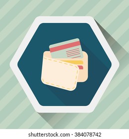 shopping wallet flat icon with long shadow,eps10