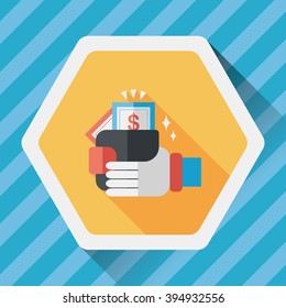 shopping wallet flat icon with long shadow,eps10